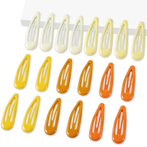 20 PCS Metal Snap Hair Clips Water Drop No Slip Barrettes for Women Bright Small Hair Clips For Thick And Thin Fine Hair,Multiple Yellow Orange,1.97 x 0.5 In. - color: Multiple Yellow Orange