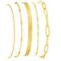 Gold Bracelets for Women, 14K Gold Plated Stackable Bracelet Stack Set Adjustable Charm Paperclip Chain Snake Link Layered Waterproof Jewelry Sets Gifts - style: Bracelets Set /7