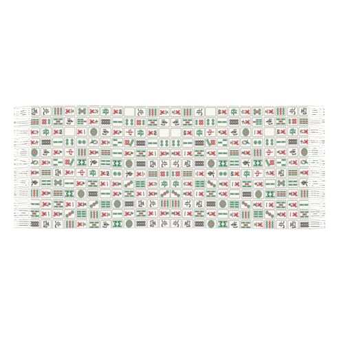 Skull Mushroom Hippie Scarf for Women– Winter Shawl with Tassels, Cozy Wrap for Women’s Festival & Casual Wear - color: Mahjong Tiles White