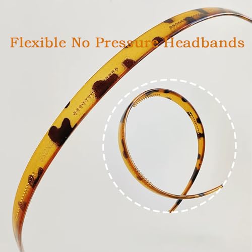 3 Pack Headbands Designed for Eyewear,Flex No Pressure Hairbands for Women Leopard Pattern Comfortable Plastic Headbands with Teeth-Black,Grey,Brown - color: Bright Surface-Black,Grey,Brown