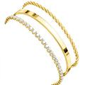 925 Sterling Silver Bracelets for Women Stack, Trendy Tennis Bangle Cuff Jewelry Set 14K Gold Plated, Adjustable Bracelet Set for Wrist Essentials, Women Fashion Watch Band Acecessories - style: Bracelet_3pcs(Dainty Tennis Set)