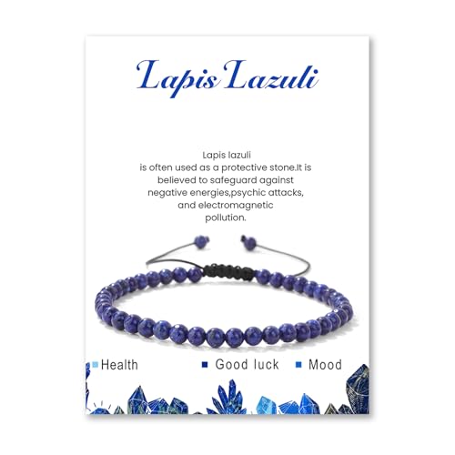 Lit Wall Crystal Anklets for Women Handmade Beach Boho Ankle Bracelet 4mm Adjustable Beaded Ankle Bracelet Waterproof Natural Stone Anklet Plus Size Anklets Gemstone Anklet Jewelry Gift for Her - style: Lapis Lazuli