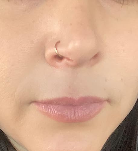 MODRSA Fake Nose Stud Fake Nose Ring Stud Fake Nose Piercing Fake Lip Ring Fake Earrings Stud Silver Gold Fake Cartilage Helix Earring Clip on Earring Hoop Fake Eyebrow Ring Fake Bridge Piercing - color: C3-hoops- silver black gold
