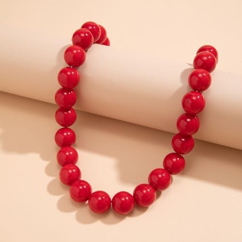 Red Beaded Necklace for Women Choker Gold Toggle Clasp Layered Stack Dainty Statement Western Boho Trendy Summer Vacation Necklaces Birthday Jewelry Gifts - color: B4:Red Beaded Necklace
