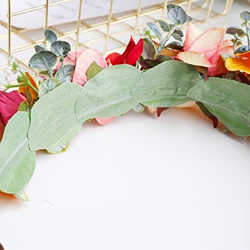 Vivivalue Fairy Flower Crown Floral Headband Elf Headpiece for Women Princess Halloween Cosplay Renaissance Wedding Party Bridal Photoshoot Orange - color: H
