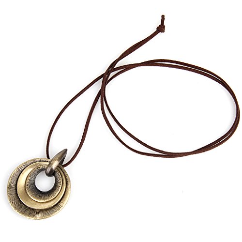 GelConnie Leather Cord Necklace Chain Multilayer Wooden Pendant Necklaces Vintage Jewelry Boho Long Sweater Necklace for Women Men - color: Multilayer Pendant Necklaces