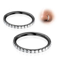 2Pcs Nose Ring Hoop Set: 14G 16G 18G 20G 316L Surgical Steel Septum Rings Hypoallergenic Body Jewelry 6/7/8/9/10/12MM Cartilage Earrings for Women Men - color: Black-2pcs cz rings