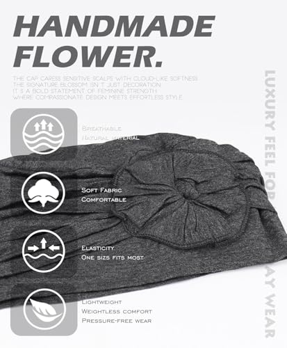 Chemo Headwear for Women Cancer Patients Lightweight Head Coverings for Hair Loss Seasonal - color: Dark Heather Grey