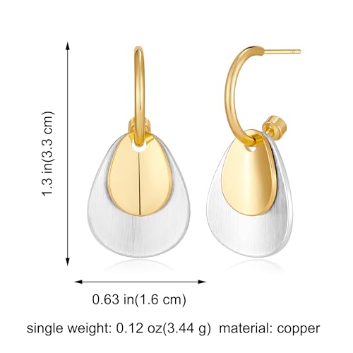 Gold and Silver Hoop Dangle Earrings for Women Trendy Two Tone Geometric Earrings Mixed Metal Earrings Jewelry