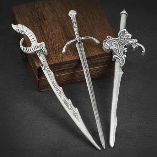 3Pcs Sword Hair Pins - Medieval Renaissance Gothic Hair Sticks for Women, Vintage Metal Hair Chopsticks for Bun Updo, Renaissance Accessories Medieval Accessories - color: design-4