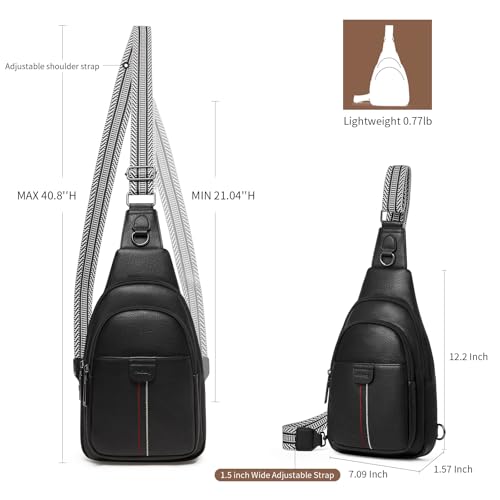 cakang Womens Sling Bag Crossbody Bags for Women Vegan Leather Sling Backpack Daypack Fanny Pack Crossbody Purse Travel - color: 4-black