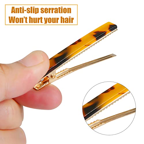Cobahom Leopard Print and Tortoise Shell Hair Clips - 12 Pack Metal Duck Teeth Pins for Styling, 2.36 Inch - color: 12 Pcs 2.36 Inch Leopard Print