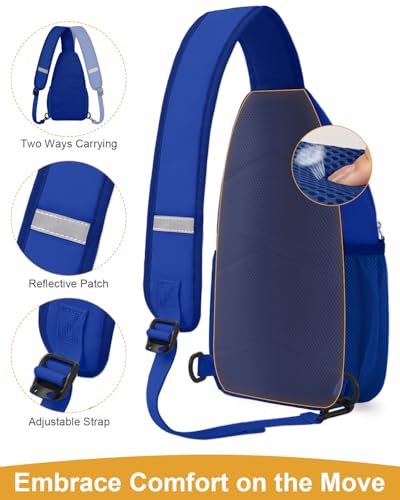 Pritent Crossbody Bags for Women Man, Waterproof Sling Bag Backpack Trendy Casual Cross Body Bags with Convertible Shoulder Strap Chest Bag for Camping Hiking Travel Essentials (Royal Blue, Large) - color: Royal Blue, size: Large