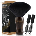 NICEMOVIC 3 IN 1 Barber Neck Duster Brush Set, Professional Barber Accessories Cleaning Supplies, Duster Nylon Brush Hair Cutting Styling Brush Tool (Brown&Black) - color: Brown&Black