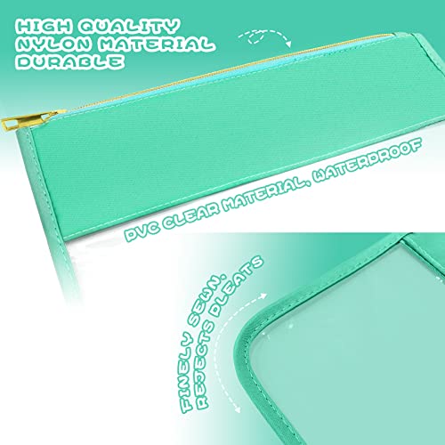 LOKFAR Nylon Makeup Bag DIY Chenille Letter Clear Travel Zipper Pouch, Preppy Makeup Bag Clear Cosmetic Bag, Water-proof Makeup Travel Pouch Snack Bags for Women (Green) - color: Green