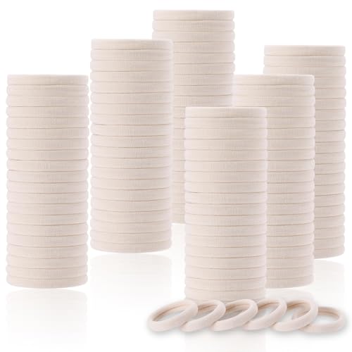 LuSeren 120 Pcs No Damage Hair Ties for Thick Hair, Large Soft Seamless Nylon Hair Elastics for Women, Ponytail Holders, Hair Accessories – Blonde - color: blonde