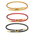 AIMADE Bracelets for Women Adjustable Charm Bracelet, 18k Gold-plated Buckle Design Titanium Steel Wire Rope Women's Gift Jewelry - color: gold-black-red