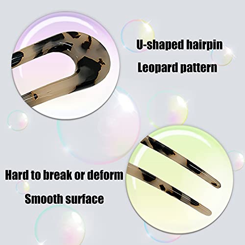 4 Pack U Shaped Hair Pins for Buns, French Pin Hair Fork Sticks for Long Hair, 2 Prong Hair Stick for Women and Girls(Light&Dark Brown)