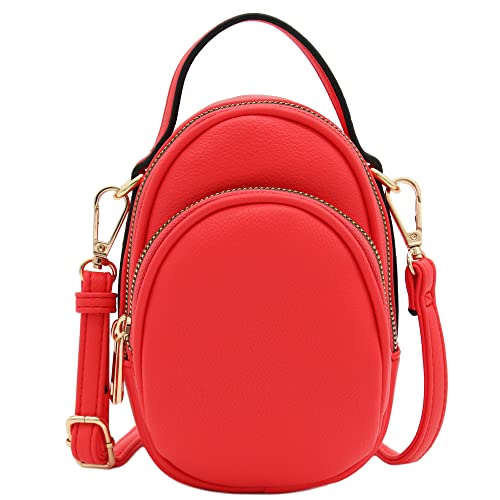 FashionPuzzle Two Compartment Mini Crossbody Bag | Two Compartment - color: Coral
