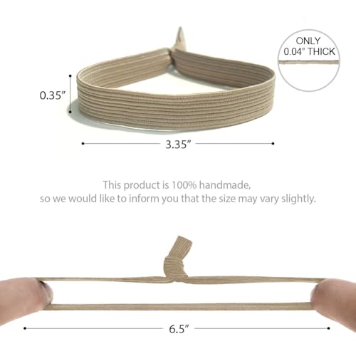 HAVHAF Knotted Elastic Hair Ties, 5 Count - No Damage Crease Breakage Man Bun Hair Tie for Men with Long, Curly, Thick Hair, Wide (5 pcs), Cream - color: Cream
