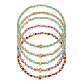 Gold Beaded Stackable Friendship Bracelets Set for Women, Handmade Boho Stretch Summer Jewelry Gift. - color: 0903B