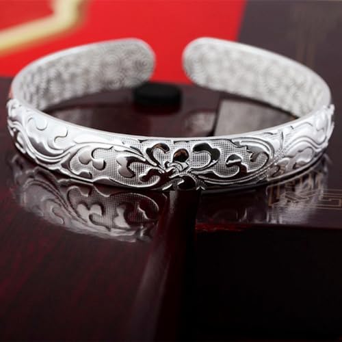 Sterling Silver Bangle Bracelets for Women,Fashion Jewelry Simple Adjustable 925 Silver Cuff Bangles for Women Mom Wife Valentine Mothers Day Gift - color: style-6