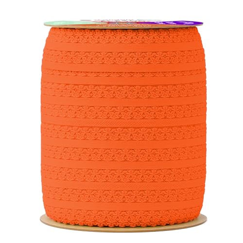Mandala Crafts Orange Stretch Lace Soft Elastic Trim Roll - 55 Yards 1 Inch Wide Stretchy Frilly Picot Ribbon for Sewing Lingerie, Headbands, Underwear, and Crafts - color: Orange