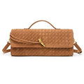 NEWBELLA Handwoven Women's Clutch Purse, Crossbody Bag with Adjustable Strap for Evening & Casual Use - color: Matted Brown