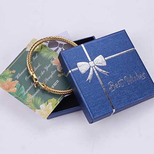 Twisted Cable Bracelet Stylish Fine Stainless Steel Cable Cuff Bracelet with Hook Clasp Bracelets Jewelry for Women - color: 18K Gold （7.6"）