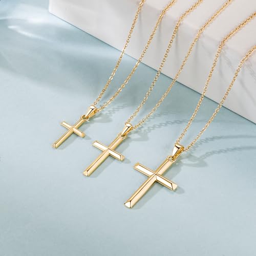Cross Necklace for Women Gold Cross Necklaces for Women 14K Gold Cross Necklace for Womens Blend Beauty With Sentiment Dainty Gold Crosses Chain Pendant Necklaces for Womens 20/25mm - size: 25MM
