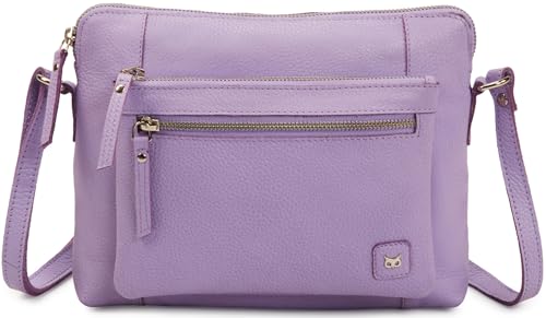 Leather Crossbody Bags for Women Small Soft Genuine Pebbled Sling Shoulder Handbag Crossover Purse with Full Adjustable Strap (Lavender Nappa) - color: Lavender Nappa