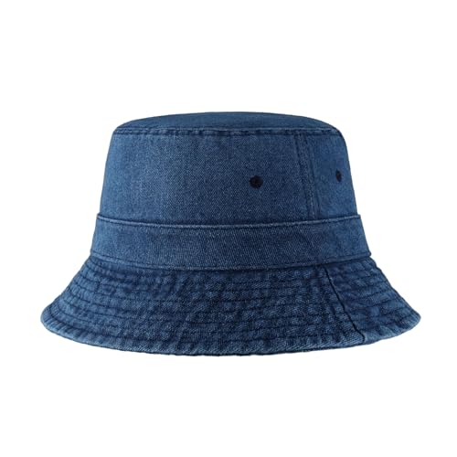 Hot Summer Bucket Hat - Trendy Cotton Sun Hat for Beach, Golf, Fishing - Fun Outdoor Vacation Boonie for Men and Women - color: Dark Denim