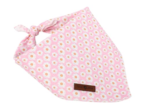 Lionet Paws Spring Daisy Dog Bandana Washable Cotton Handkerchief Scarf Triangle Pink Bandana for Small Medium Large Dogs Girl Boy - color: Pink Daisy, size: Small (Pack of 1)