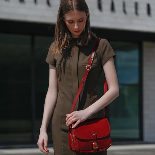 Time Resistance Leather Cross Body Bag for Women - Handbag, Shoulder, Messenger, Purse - color: Red