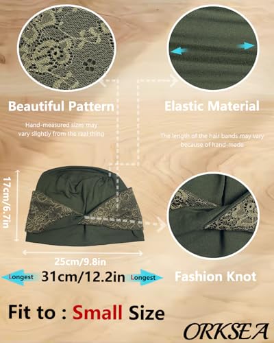 Chemo Headwear for Women Knot Beanies with Stretch Elastic Turbans Soft Cancer Hats Head Coverings Scarf Headwraps - color: Dark Green