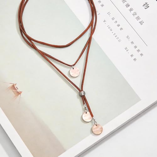 Boho Necklaces for Women Long Leather Cowgirl Necklace for Western Dress Country Concert Outfits Nashville Western Outfit for Women Cowgirl Accessories Trendy - color: A3:boho necklaces