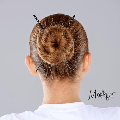 Set of 2 Hair Sticks with 3 Diamonds Chopsticks - Black - color: Black