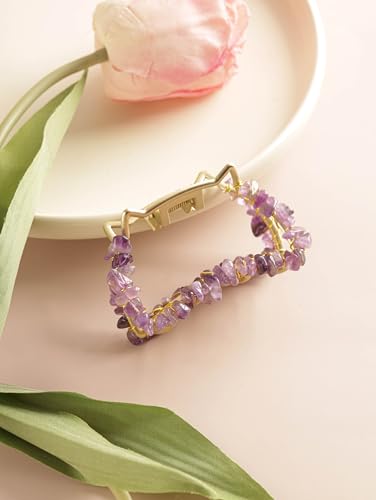 MINACHI Boho Hair Claw with Created Amethyst Chips, Handmade Gold Tone Hair Clip for Women - color: Hair Claws AIR.004