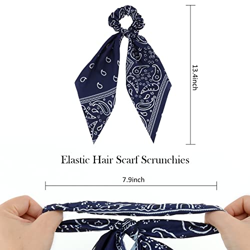 TOBATOBA Paisley Scrunchies with Ribbon Tails, Elastic Ponytail Holders for Women's Hair Accessories