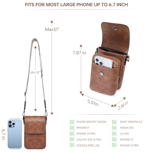 GEMIU Small Crossbody Bags for Women Cell Phone Purse Crossbody Wallet Purses with Card Slots - color: Brown
