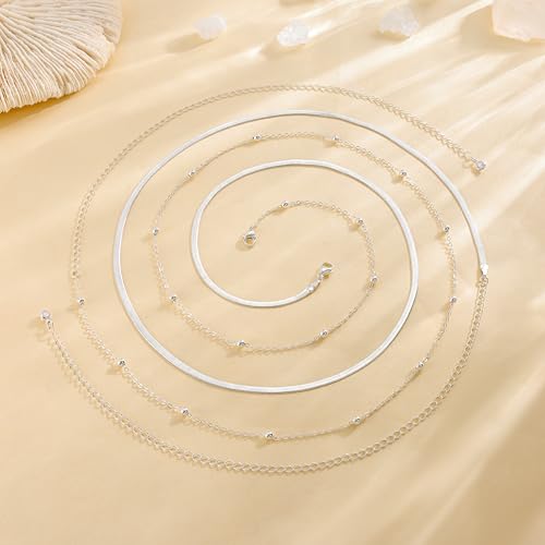 Risamil Waist Chain for Women, Dainty Gold Plated Belly Chain for The Waist Adjustable Waterproof Sexy Bikini Satellite Beads Sparkle Chain Simple Body Chain Summer Jewelry Gifts for Women - style: Snkae2