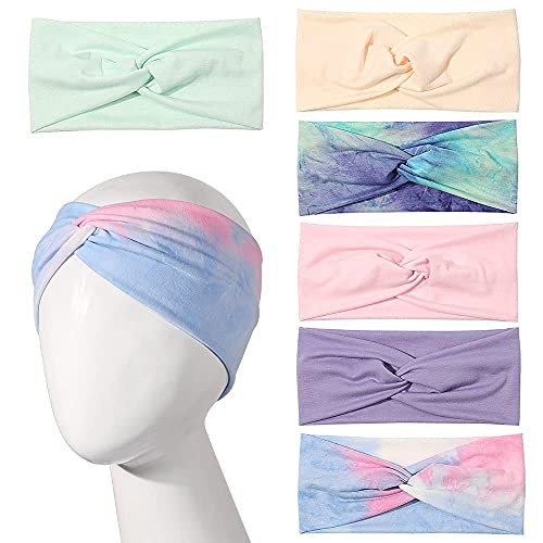 Artilady 6 Pack Wide Boho Headbands for Women - Soft Yoga Elastic Hair Bands for Girls Workout Running Sport Headwrap Non-slip Breathable (Multicolor) - color: 6pcs Multicolor