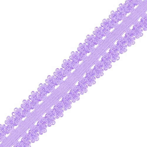 Mandala Crafts Lavender Stretch Lace Soft Elastic Trim Roll - 55 Yards 1 Inch Wide Stretchy Frilly Picot Ribbon for Sewing Lingerie, Headbands, Underwear, and Crafts - color: Lavender