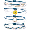 Sunflower Friendship Bracelets Boho Stackable String Bracelets Cute Trendy Gifts for Teen Girls Women - color: Peacock