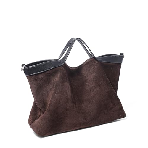 Dreubea Womens Suede Leather Shoulder Handbag Top-handle Crossbody Purse - color: Coffee