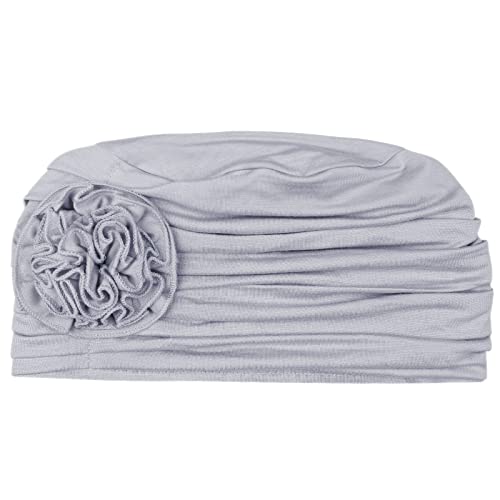 Alnorm Flower Design Chemo Hair Loss Caps Cancer Headwear for Women - color: Light Gray