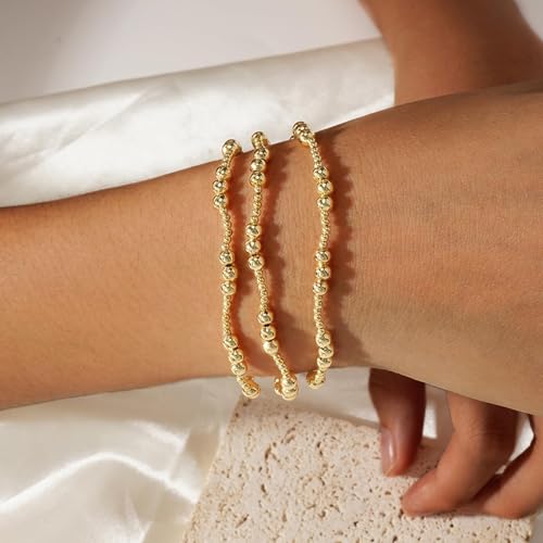 Gold Beaded Cross Bracelet for Women, 14K Plated Adjustable Stackable Dainty Bracelets, Non Tarnish Fashion Jewelry Set Gifts for Women Birthday Friendship - color: Colors-15