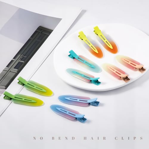 10 Pcs Creaseless No Crease No Bend Flat Hair Clips For Styling Non Slip Makeup Clips For Women Salon Hairstyle,Assorted Blue Green Red - color: Assorted Blue Green Red