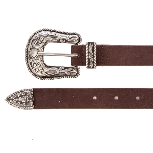 Lucky Brand Women's Western Leather Belt | Classic | Fashion | Vintage | Buffalo Leather | Western-Inspired - color: Suede Western - Brown, size: Small