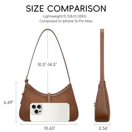 CLUCI Suede Purses for Women, Shoulder Suede Bag with Adjustable Strap, Handbag Hobo Bags - color: B-brown Suede-small